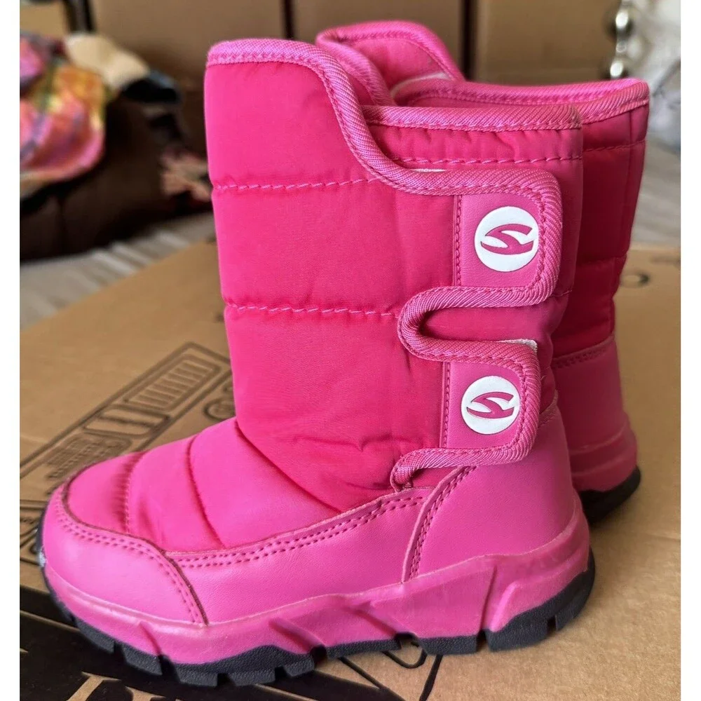 UBFEN Girls Snow Boots Pink Camo Sz 1.5 Waterproof Winter Outdoor Warm Outwear